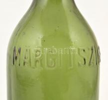 "Margitsziget" feliratú, színezett, csatos üveg, kis kopásokkal, m: 24 cm