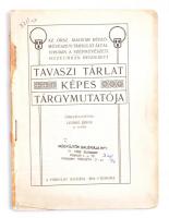 1918 Tavaszi tárlat képes tárgymutatója. Szerk.: Lesskó János. Budapest, 1918, Országos Magyar Képzőművészeti Társulat. Kiadói papírkötés, fekete-fehér fotókkal. A borító leszakadt a könyvtestről, de a könyv egyben van.