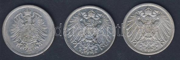 Német Birodalom/Császárság 1875A 1M Ag T:3 + 1906F 1M Ag T:2/3 + 1905A 1M Ag T:2-