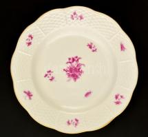 Herendi virág mintás süteményes tányérok 7 db. Kézzel festett, jelzett, aranyozás kopott. d:15 cm