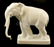 Herendi fehér mázas elefánt szobrocska. Jelzett, hibátlan. m: 17 cm