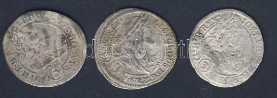Ausztria 1690-es évektől 1711-ig 3Kr Ag(3x) Breslan és Oppeln verdejelekkel T:3,3/4+