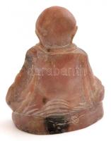 Kis ülő Buddha szobor, alabástrom, kis kopásokkal, m: 7,5 cm