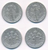 Amerikai Egyesült Államok 1941-1944. 1d Ag "Mercury" (2x) + 1946-1956. 1d Ag "Rooseve...