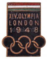 1948. XIV. Olympia London 1948 zománcozott olimpiai gomblyuk jelvény (23x18mm) T:1-