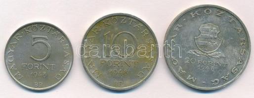 1948. 5Ft Ag "Petőfi" + 10Ft Ag "Széchenyi" + 20Ft Ag "Táncsics" - &qu...