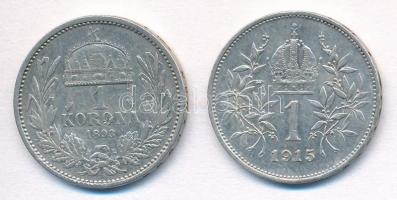 1893KB 1K Ag "Ferenc József" + Ausztria 1915. 1K Ag "Ferenc József" T:2-3
