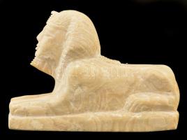 Szfinx, faragott alabástrom, jelzés nélkül, h: 15,5 cm, m: 11,5 cm