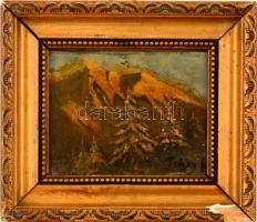 Telepy jelzéssel: Alpesi táj. Olaj, karton, keretben, 6,5×8,5 cm