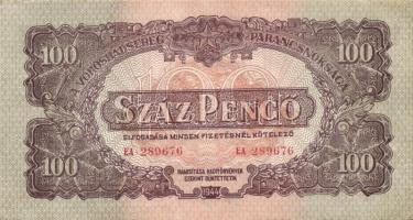 1944. 100P "V.H." (2x) egymásutáni sorszámmal, 4mm-es számokkal! T:I