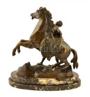 Kolozsváry jelzéssel: Lófékező. Bronz, márvány talapzaton, m: 25 cm, h: 25 cm
