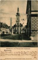 1902 Kolozsvár, Cluj; Karolina tér, Szent Ferencrendi templommal, obeliszk. Schuster Emil kiadása / square, Franciscan church, obelisk, monument (EK)