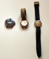 3 db működőképes óra: Szovjet harckocsizó óra, P. Lannier francia óra, egyéb óra