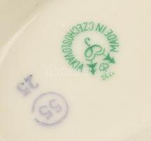 Virágmintás teás csésze + alj, matricás, kopásnyomokkal + 1 db csehszlovák mini váza, matricás, kopá...