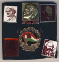 4db klf "Lenin" + 1db "Marx" kitűző + 1db "Úttörő" kitüntetés T:1,2 Díszdobozban.