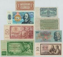 Csehszlovákia 1944-1988. 8db-os korona bankjegy tétel T:III Czechoslovakia 1944-1988. 8pcs of Korun banknotes C:F