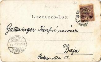 1900 Budapest V. Ferenc József rakpart, gőzhajók. Kiadja Rudas Gusztáv (kopott sarkak / worn corners...