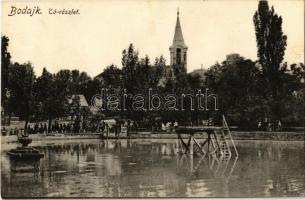 1928 Bodajk, tó, templom. Kiadja Varga Mihály