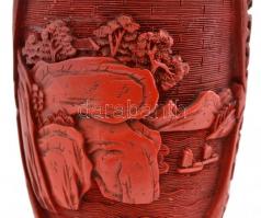 Kínai elefántos váza, műgyanta-fém, karcolásokkal, jelzés nélkül, m: 23 cm