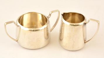 Angol jelzett (E.P.N.S.) ezüstözött alpakka kiöntők (3db) és cukortartó, összesen: 4 db