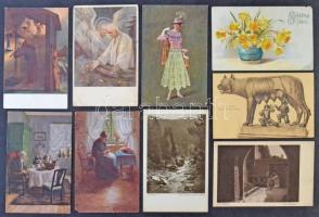 Kb. 480 db régi motívumlap, főleg művészlapok / Cca. 480 pre-1945 motive cards, mainly art postcards