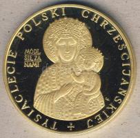 Lengyelország 1966. "Lengyel kereszténység 1000 éve" Au emlékérem 17,52g T:PP R!
