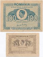 Románia 1945. 20L + 100L T:III, III- Romania 1945. 20 Lei + 100 Lei C:F, VG