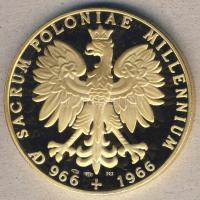 Lengyelország 1966. "Lengyel kereszténység 1000 éve" Au emlékérem 17,52g T:PP R!