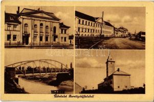 2 db régi magyar városképes lap: Baja és Berettyóújfalu / 2 pre-1945 Hungarian town-view postcards