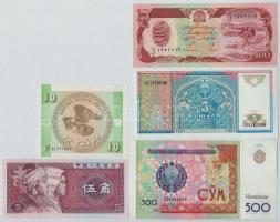 5db-os vegyes külföldi bankjegy tétel, közte Üzbegisztán, Kirgizisztán, Afganisztán T:I Mixed 5 pieces of banknotes, including Uzbekistan, Kyrgyzstan, Afghanistan C:UNC