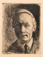 Rudnay Gyula (1878-1957): Önarckép, Rézkarc, papír, jelzett, 12×9,5 cm