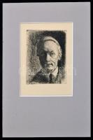 Rudnay Gyula (1878-1957): Önarckép, Rézkarc, papír, jelzett, 12×9,5 cm
