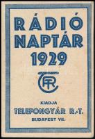 1929 Rádió-naptár. 1929. Bp., Telefongyár Rt, kihajtható reklámos, kártyanaptár, 10x7 cm, kihajtva: 10x14 cm