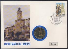 Franciaország 1993. "Lambesc-Ecu" privátpénz érmés, bélyeges borítékon T:1