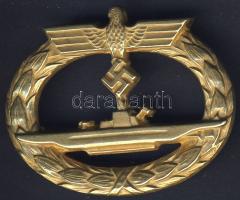 Német 3. Birodalom 1940-es évek tengeralattjáró kitüntetés, fém aranyozva, eredeti díszdobozban T:2 T:2