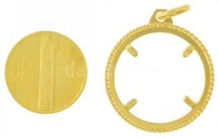 Olaszország 1923R 20L Au "Fasiszta kormány 1. évfordulója" jelzett Au, Hamisítvány!, keret...