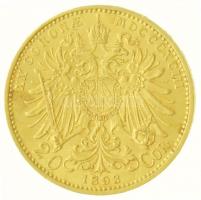Ausztria 1898. 20K Au "Ferenc József" (6.82g/0.900) T:1- / Austria 1898. 20 Corona Au &quo...