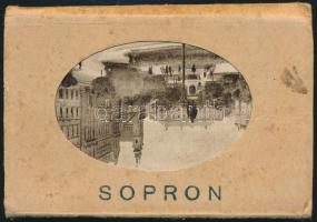 cca 1920-1930 Sopron, 10 képet tartalmazó leporelló, tokban, 6×9 cm