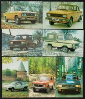 1988 Autós kártyanaptárak (Lada, Volga, Moszkvics, stb.), 9 db