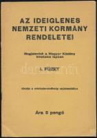 cca 1945 Az Ideiglenes Nemzeti Kormány rendeletei. I. füzet. Bp., Miniszterelnökség Sajtóosztálya, 64 p.