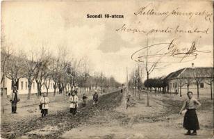 1911 Szond, Sonta; Fő utca. Kiadja Freudinger Mór / main street (apró szakadás / tiny tear)