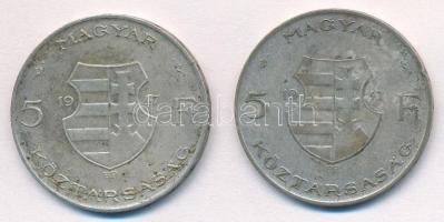 1947. 5Ft Ag "Kossuth" (2x) T:2 patina
Adamo F8.1