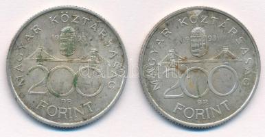 1993. 200Ft Ag "MNB" (2x) T:1- patina 
Adamo F13