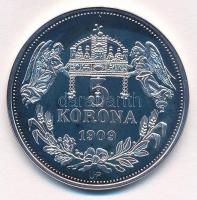 DN "Királyi koronák - I. (Károly) Róbert 5 korona 1909" Ag emlékérem tanúsítvánnyal (20g/0...