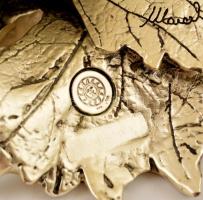 Ezüstözött fém szőlőfürt kisplasztika, jelzett (Marcello Giorgio), spirál rész levált, 31×23×20 cm