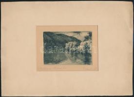 Gyimes Lajos (1886-1945): Lillafüred, Hámori-tó, rézkarc, papír, jelzett, paszpartuban, 7×9,5 cm