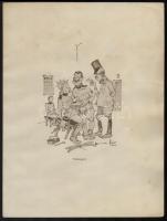 1936 Szabó Károly katonai karikatúrái nyomtatásban, 5 db