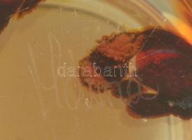 Mdina fújt kaspó, több rétegű, jelzett, hibátlan, m:10 cm, d:13 cm