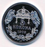DN "Királyi koronák / 1909. 5K - Ferenc József" Ag emlékérem (20g/0.999/38,61mm) T:PP