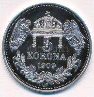 DN "Királyi koronák - Rudolf 5 korona 1909" Ag emlékérem tanúsítvánnyal (20g/0.999/38,61mm...